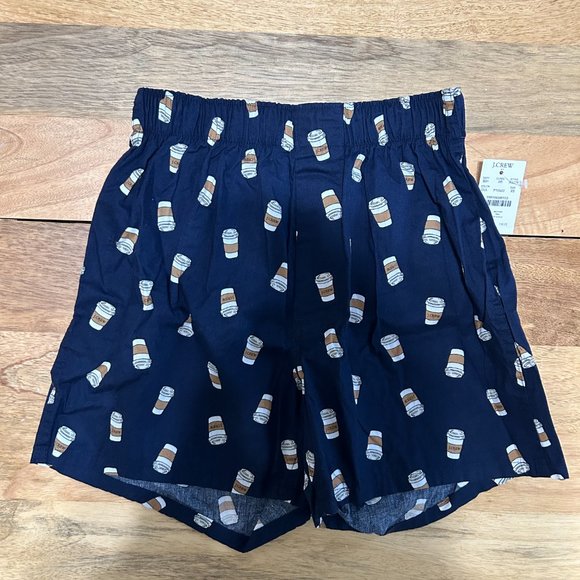 J Crew Mens Boxer Shorts NWT Underwear XS Coffee Cups Navy - Picture 2 of 2